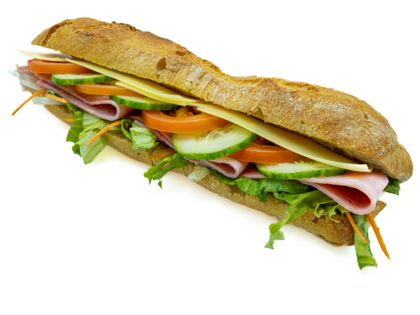 Sandwich jambon emmental crudités